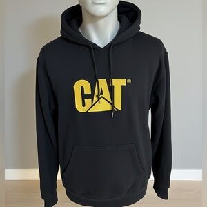 Caterpillar Black Hoodie with Yellow Logo